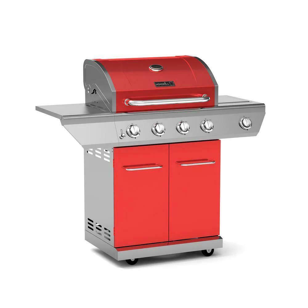 Propane Grill 48000 BTU 4-Burner Heat Thermometer Warming Rack  Steel