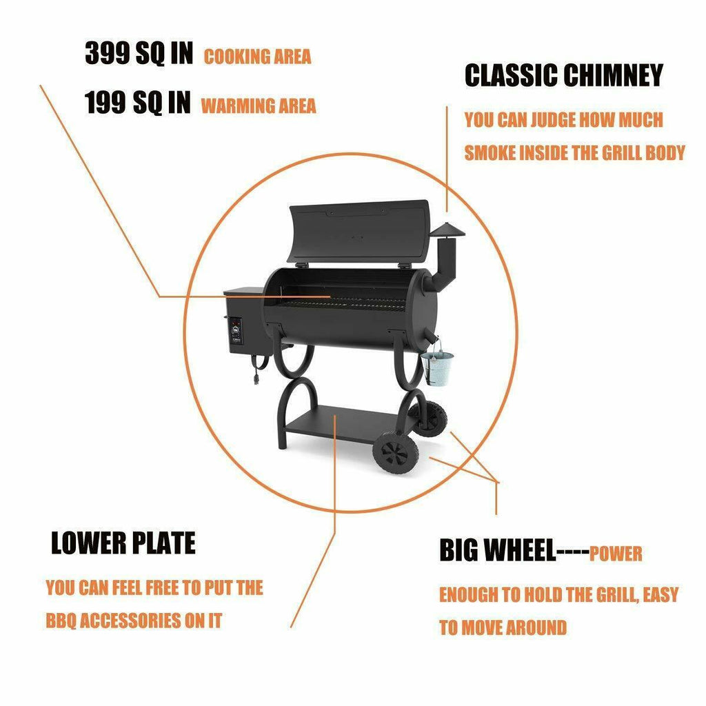 ZPG-550B Pellet Grill BBQ Smoker with Digital Control 520 sq.in