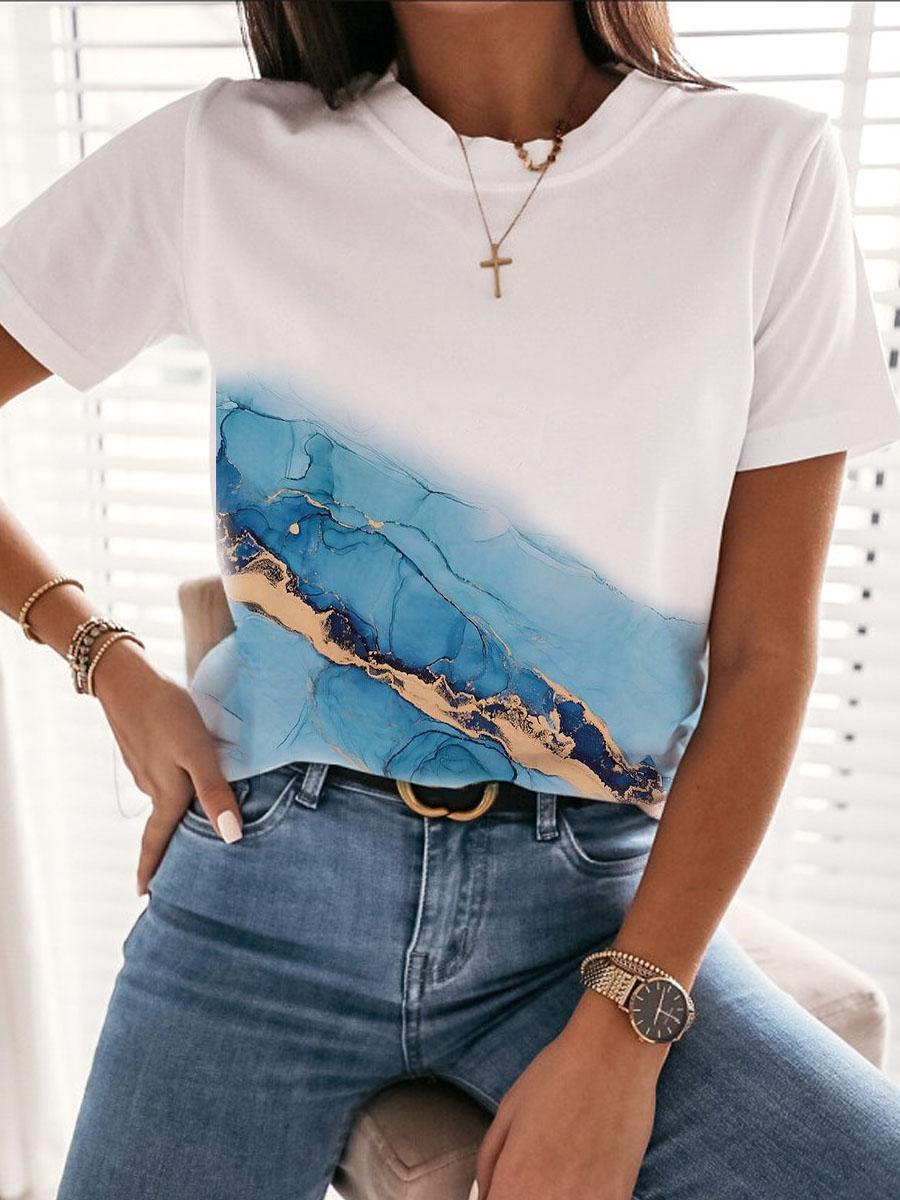 Digital Printed Casual Short-Sleeved T-Shirt