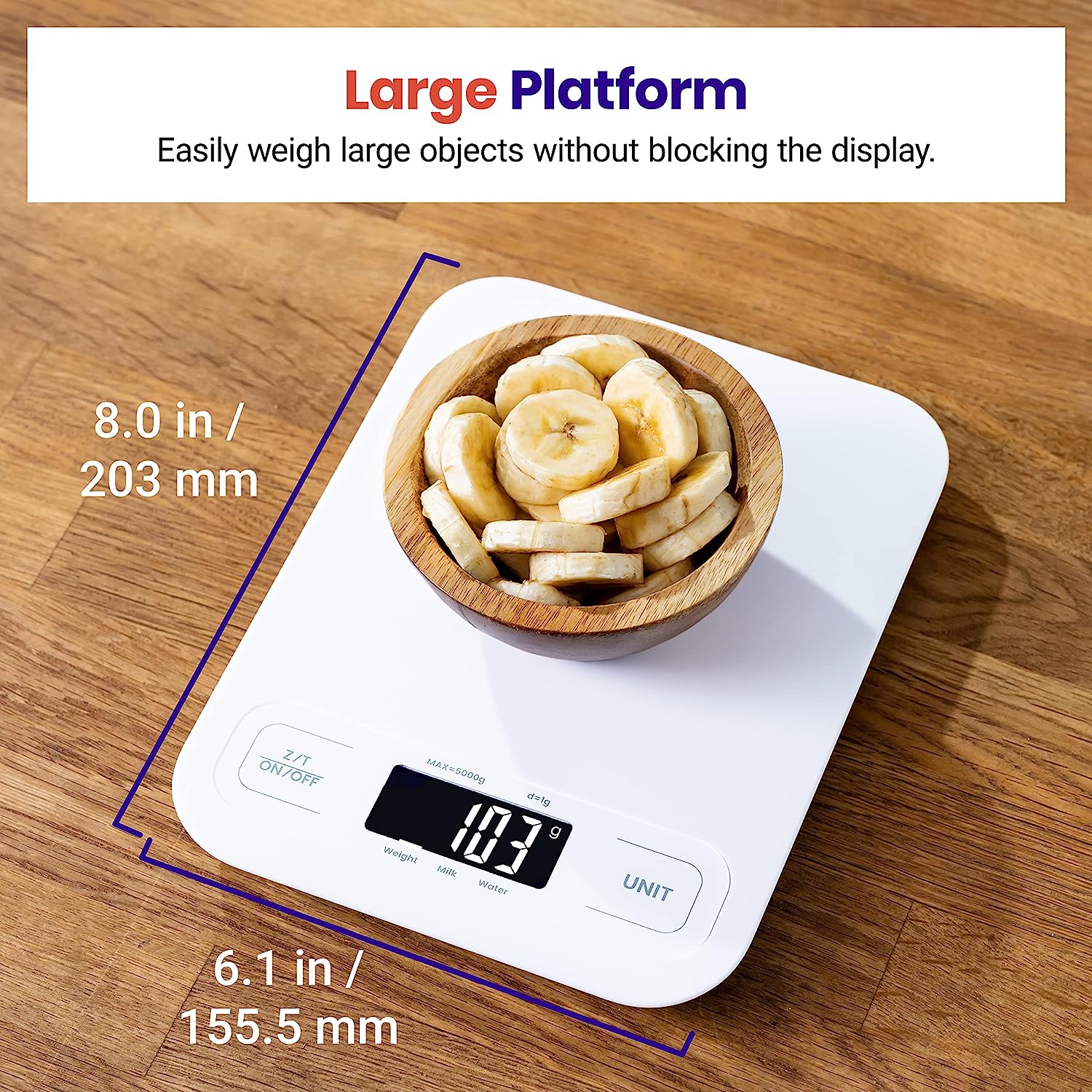 Etekcity Food Kitchen Scale, Digital Grams and Ounces for Weight Loss, Baking, Cooking, Keto and Meal Prep, Large, White