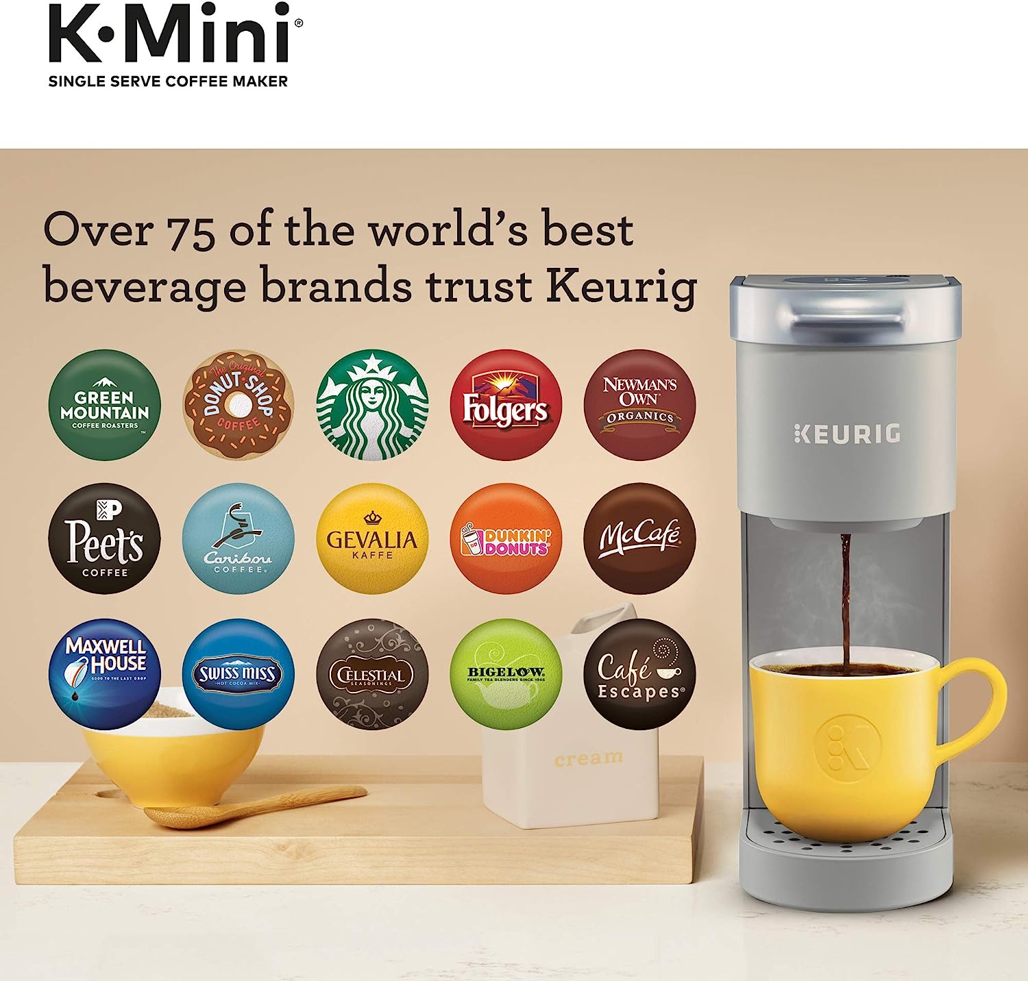 Keurig K-Mini Single Serve Coffee Maker, Studio Gray, 6 to 12 oz. Brew Sizes
