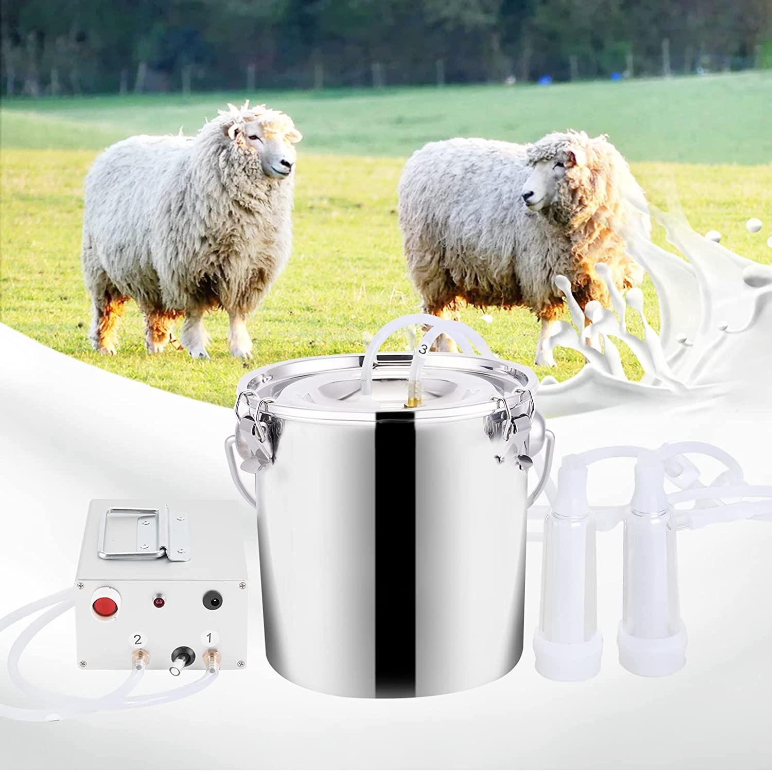 Msfullsea Electric Goat Cow MilMachine Vacuum Pump Milker MilMachine Electric Single Bucket Piston Vacuum Pulsation MilMachine (For Goat, 7L)