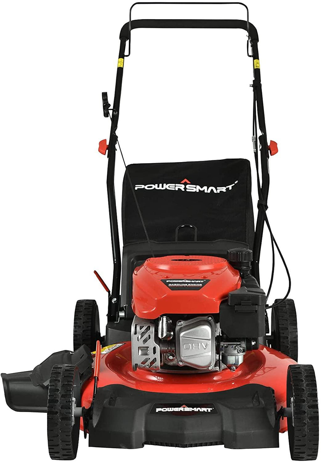 PowerSmart Push Lawn Mower Gas Powered - 21 Inch, 3-in-1 Gas Lawn Mower with Bag, 144cc 4-Stroke Engine, 5 Adjustable Heights 1.18"-3", Oil Included