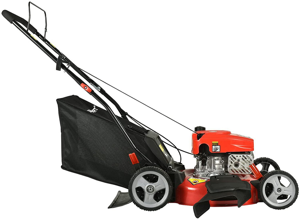 PowerSmart Push Lawn Mower Gas Powered - 21 Inch, 3-in-1 Gas Lawn Mower with Bag, 144cc 4-Stroke Engine, 5 Adjustable Heights 1.18"-3", Oil Included