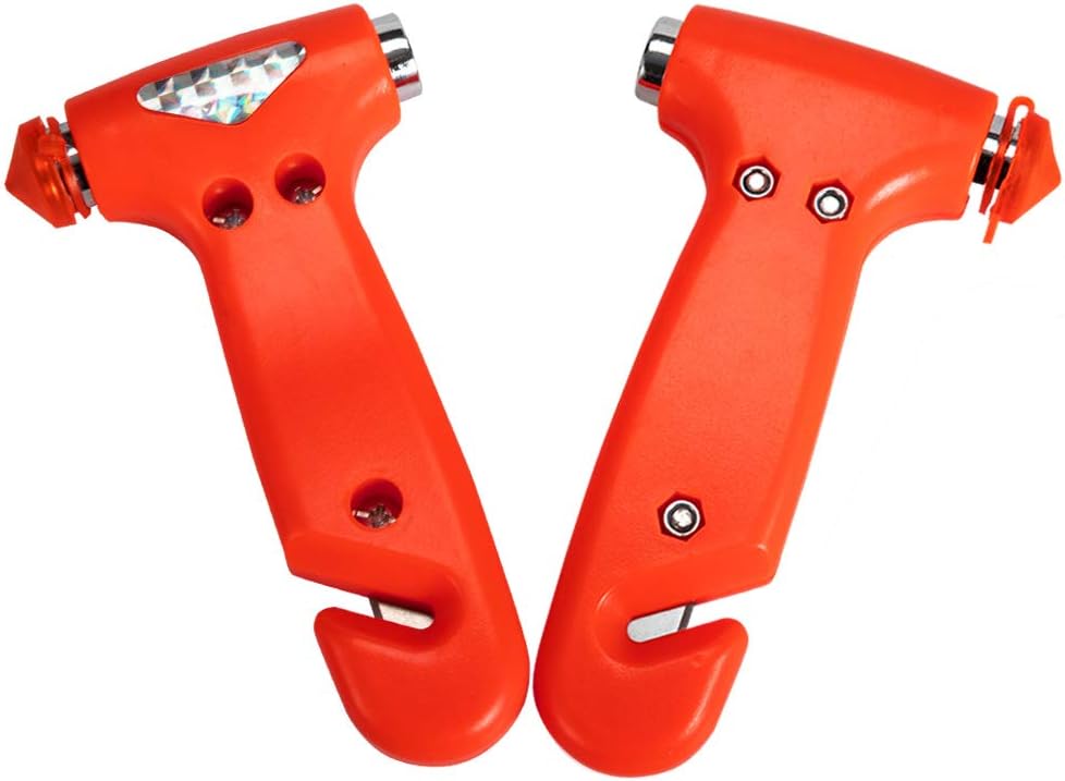 MOTORBUDDY 2-Pack Car Safety, Auto Emergency Escape Hammer with Window Breaker and Seat Belt Cutter, Striking Red Tool for Car Accidents
