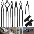 Extra Starter Blacksmith Tongs Set  Replacement Tongs, Includes Spike Tongs, Flat Jaw Tongs, Bolt Tongs, Pick-up Tongs, Hook Jig-Superior Blacksmith Tongs Black(8 PCS)
