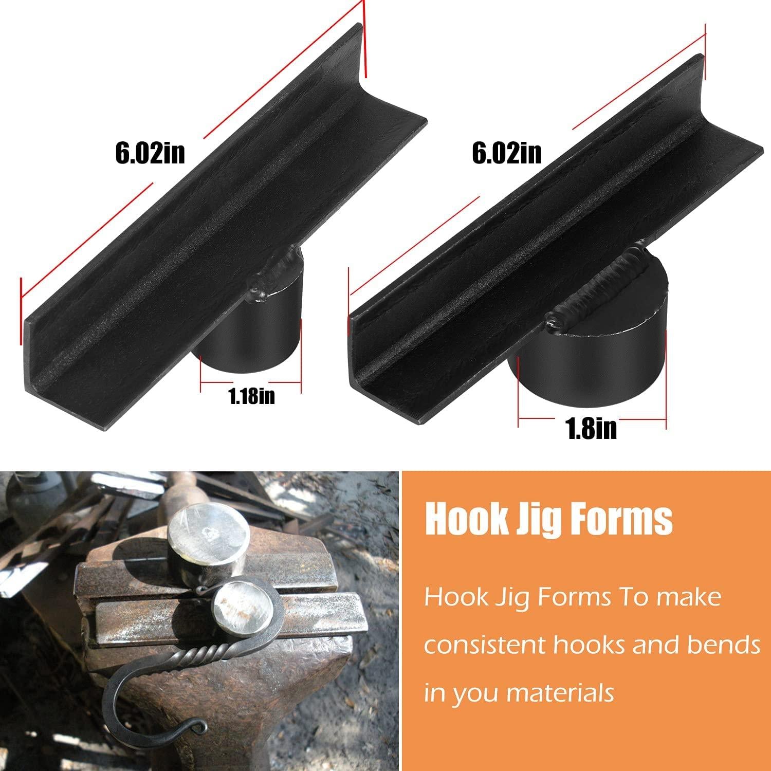 Extra Starter Blacksmith Tongs Set  Replacement Tongs, Includes Spike Tongs, Flat Jaw Tongs, Bolt Tongs, Pick-up Tongs, Hook Jig-Superior Blacksmith Tongs Black(8 PCS)