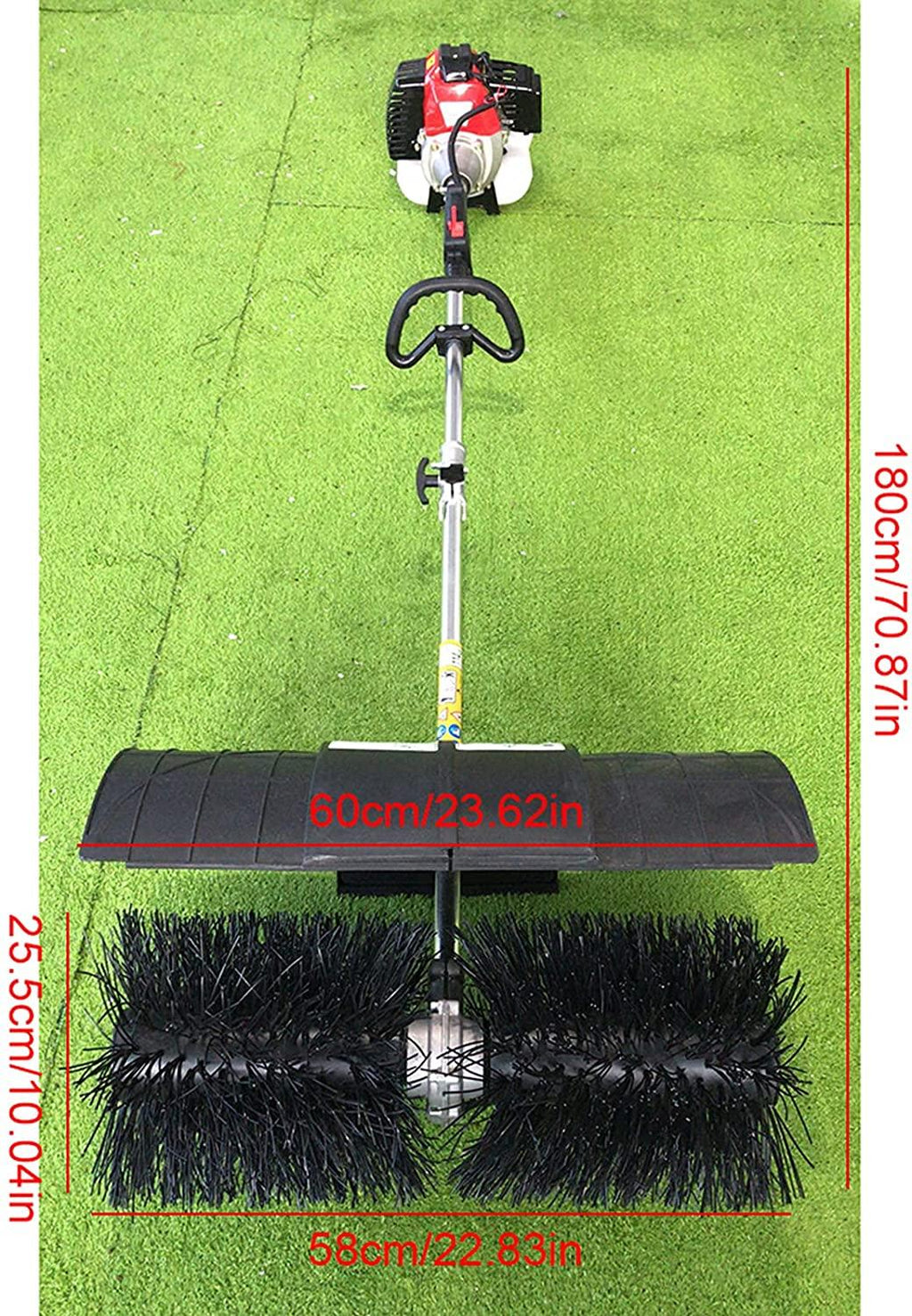 DNYSYSJ 2-Cycle Engine Handheld Gas Powered Broom,52cc Walk Behind Sweeper for Lawn Care Driveways 2.3HP, 1700W
