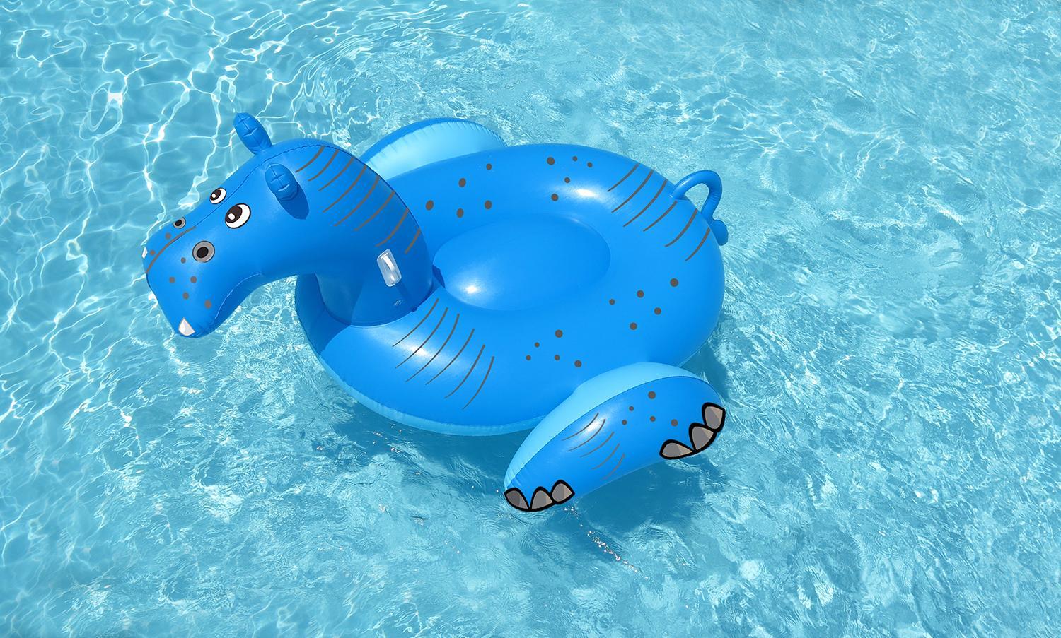 8' water sports inflatable giant hippopotamus swimming pool ride-on lounger