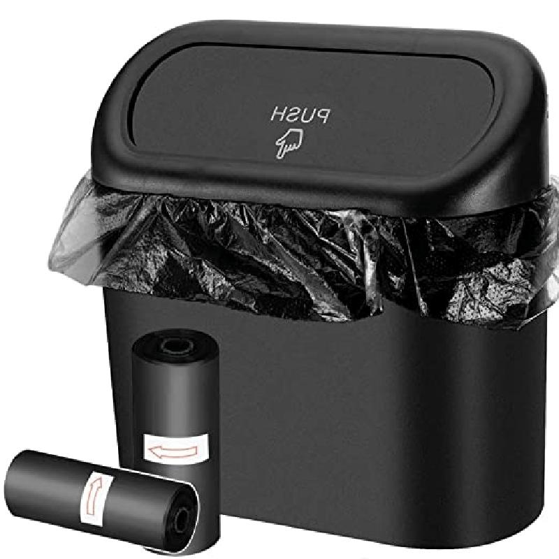 Leak-Proof Mini Car Trash Can with Lid &amp; 2 Packs of 70 GarbaBags - The Perfect Car Accessory!