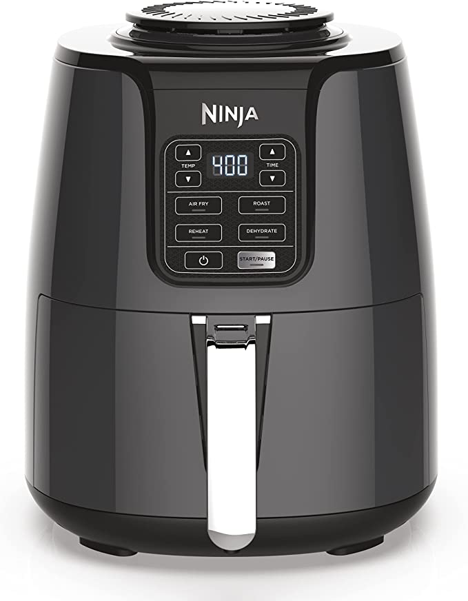 ninja af101 air fryer that crisps, roasts, reheats, & dehydrates, for quick, easy meals, 4 quart capacity, & high gloss finish, black/grey