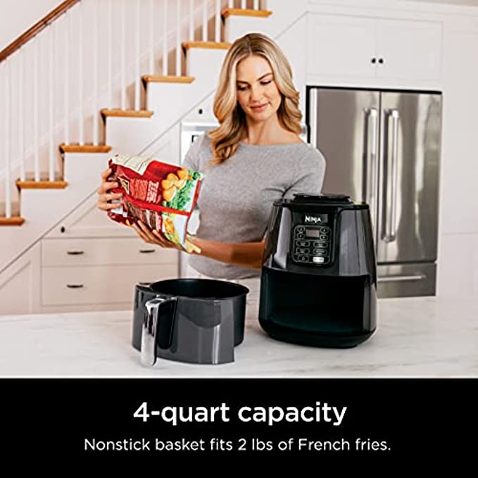 ninja af101 air fryer that crisps, roasts, reheats, & dehydrates, for quick, easy meals, 4 quart capacity, & high gloss finish, black/grey