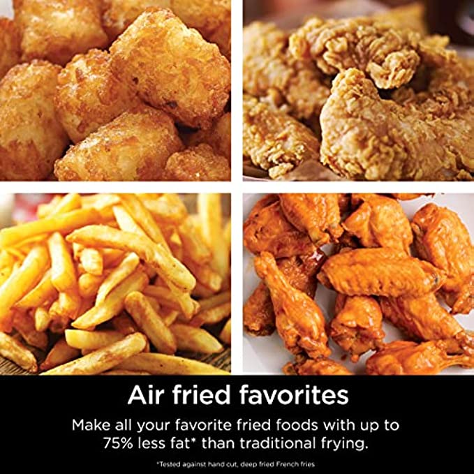 ninja af101 air fryer that crisps, roasts, reheats, & dehydrates, for quick, easy meals, 4 quart capacity, & high gloss finish, black/grey