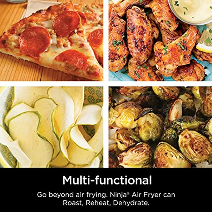ninja af101 air fryer that crisps, roasts, reheats, & dehydrates, for quick, easy meals, 4 quart capacity, & high gloss finish, black/grey
