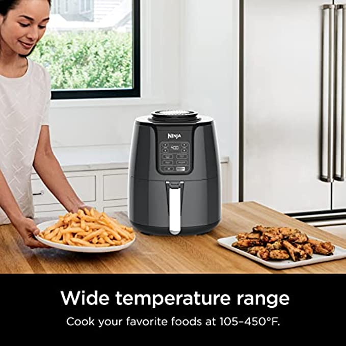 ninja af101 air fryer that crisps, roasts, reheats, & dehydrates, for quick, easy meals, 4 quart capacity, & high gloss finish, black/grey