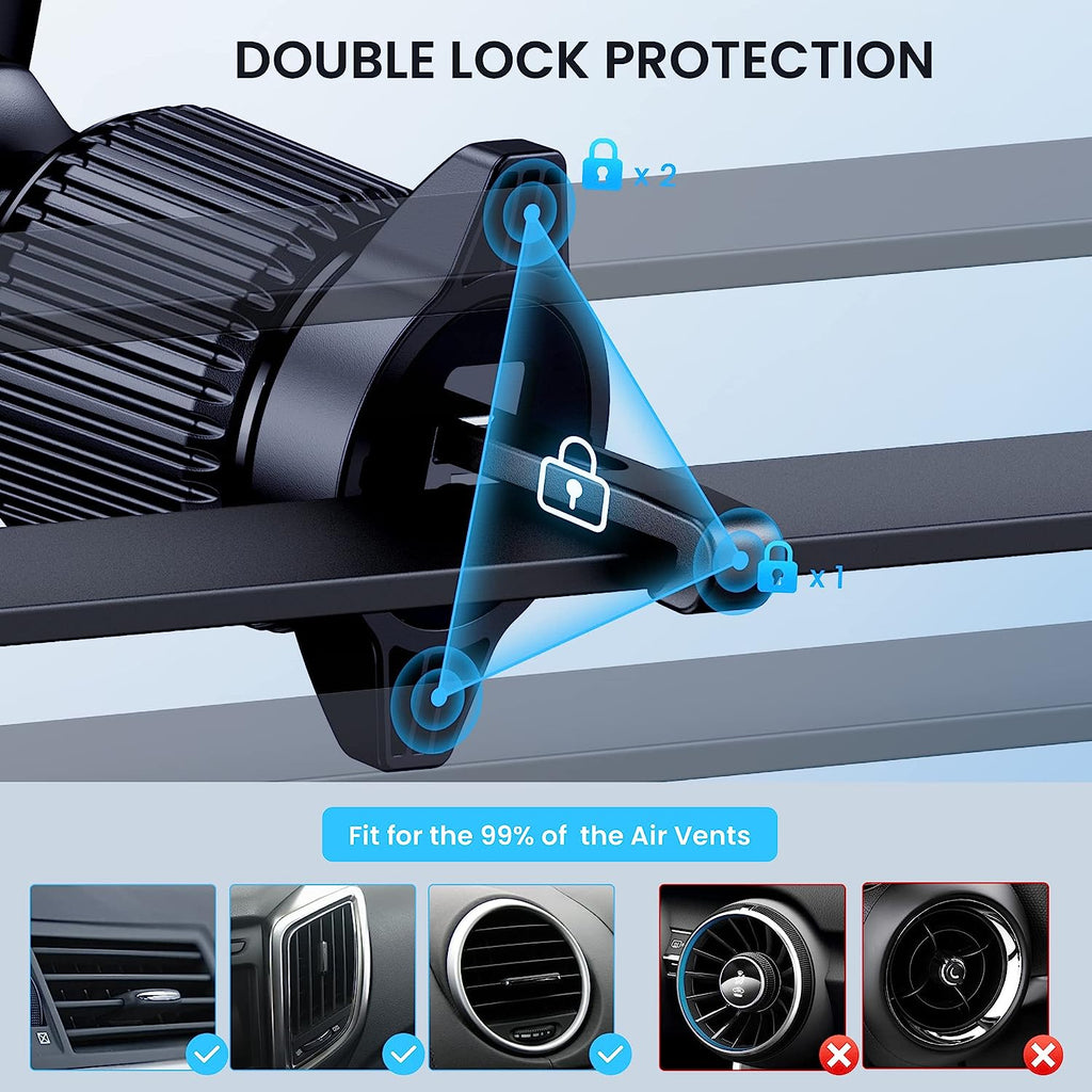Car Phone Holder Mount [Military-Grade Suction &amp; Stable Hook] Phone Mount for Car Windshield Dashboard Air Vent Universal Hands-Free Automobile Mounts Cell Phone Holder Fit for iPhone Smartphones