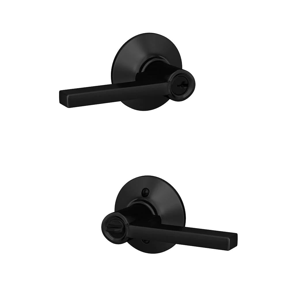 Latitude Matte Black Keyed Entry Door Lever