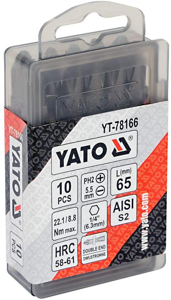 Yato Yt-78166 De Screwdriver Bits 1/4Inch X65 Mm Ph2-5,5Mm 10 Pcs |Power Tools|Hand Tools|Industrial Tools|Screwdriver For Home