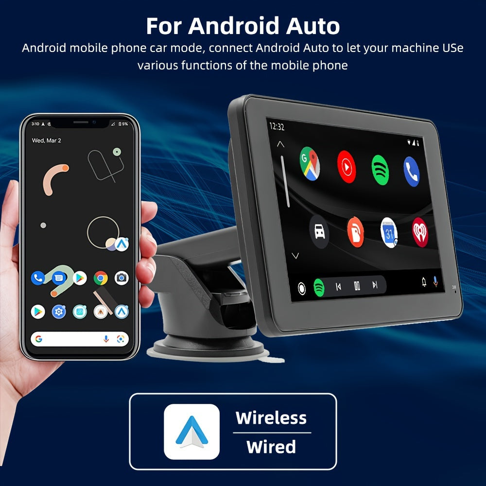 Car Stereo, Portable Wireless 7"Touch Screen For Android Auto Automatic Multimedia Player, Navigation Screen