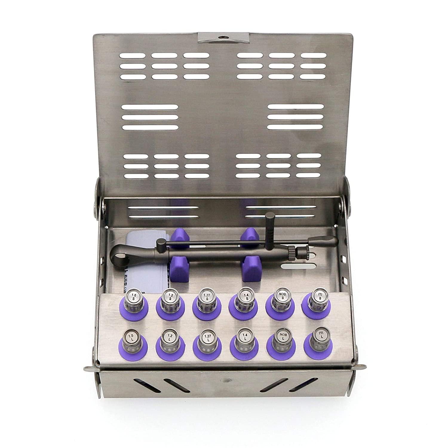 Dental Implant Torque Wrench Ratchet 12Pcs Drivers &amp; 1Pc Wrench Kit Box (Tiantian)