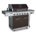 Propane Gas Grill 6-Burner 4-Wheels  Steel Side Burner Mocha