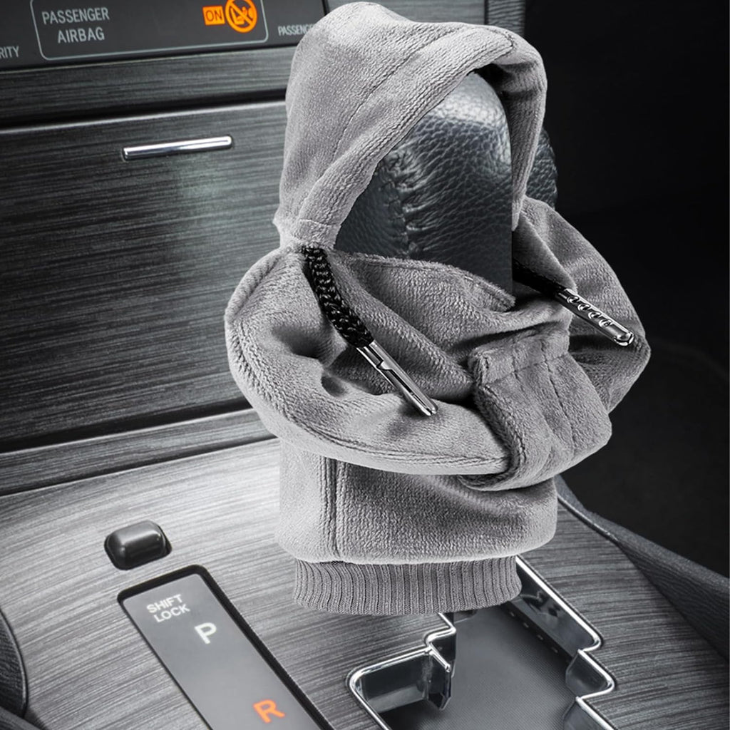 ZHSMS Gear Shift Cover, Universal Shift Knob Cover, Funny Sweater Hoodie for Gearshift, 4.7 Inch Car Shifter Stick Protector Decoration (Purple Grey)