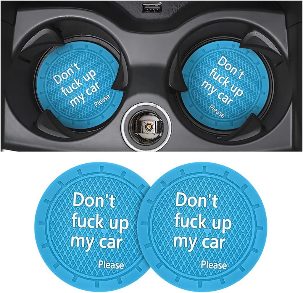 8sanlione 2 Pack Car Cup Holder Coasters, 2.75 Inch Non-Slip PVC Insert Cup Coaster, Anti-Scratch Auto Cup Mats for Women Men, Vehicle Interior Accessories for Car, SUV, Truck (D Light Blue/2PCS)