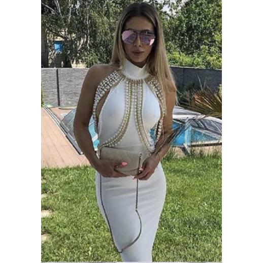 sleeveless beading sexy ladies dress