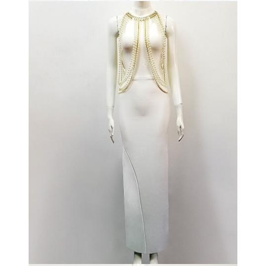 sleeveless beading sexy ladies dress