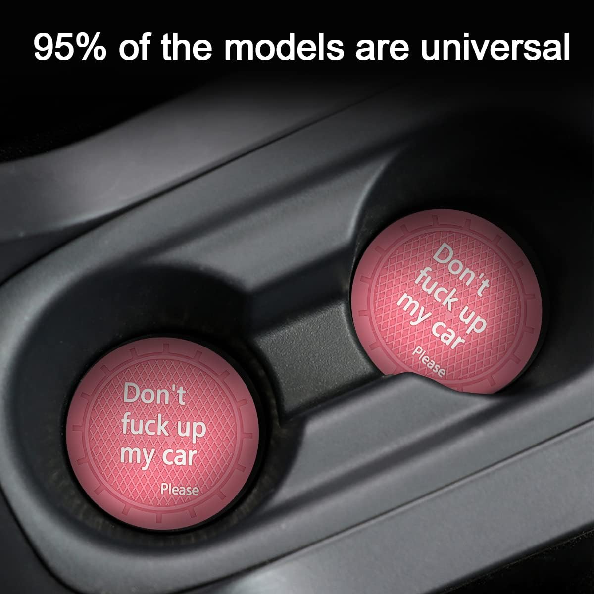 8sanlione 2 Pack Car Cup Holder Coasters, 2.75 Inch Non-Slip PVC Insert Cup Coaster, Anti-Scratch Auto Cup Mats for Women Men, Vehicle Interior Accessories Universal for Car, SUV, Truck (D Pink/2PCS)