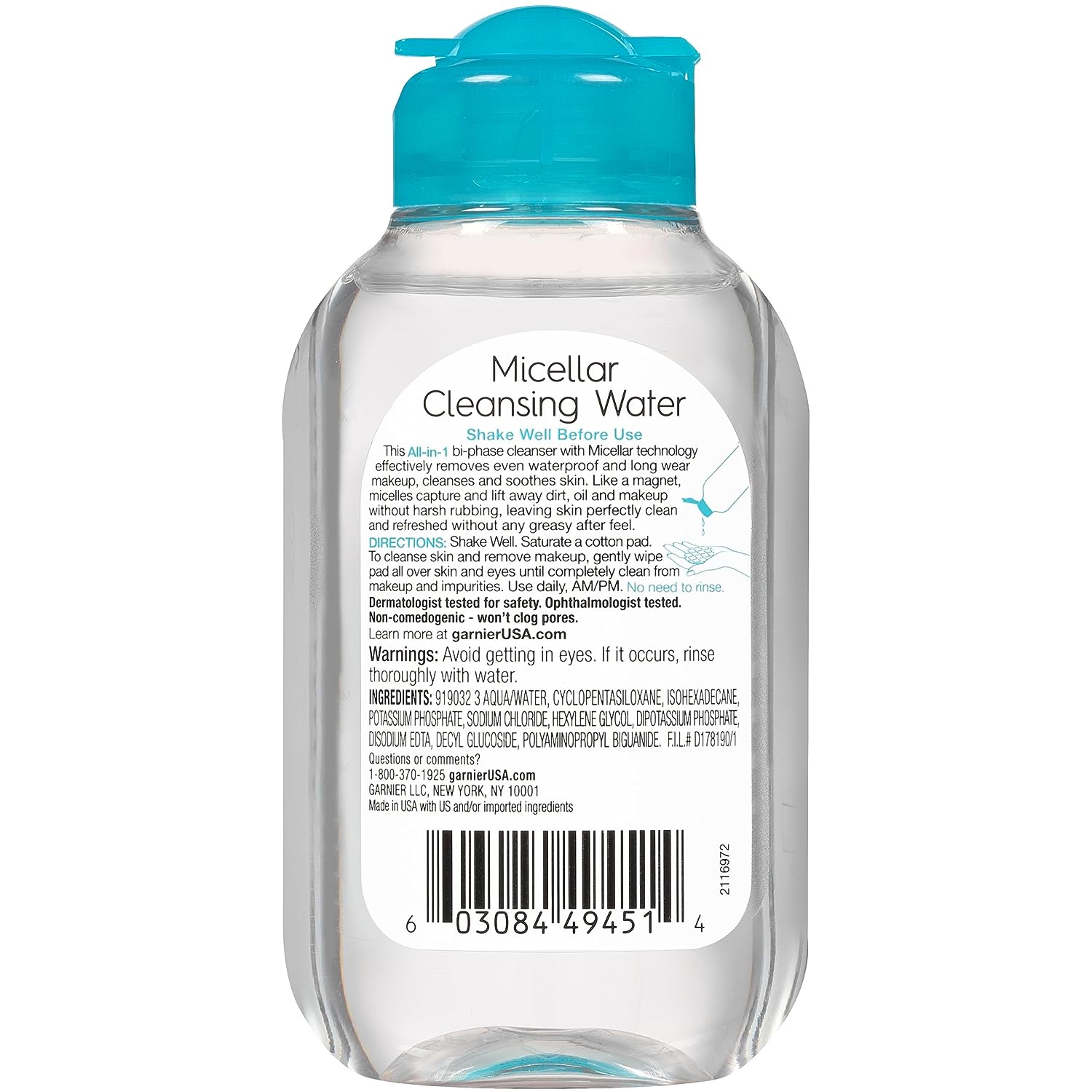 Garnier SkinActive Micellar Cleansing Water, For Waterproof Makeup, 3.4 Fl Oz
