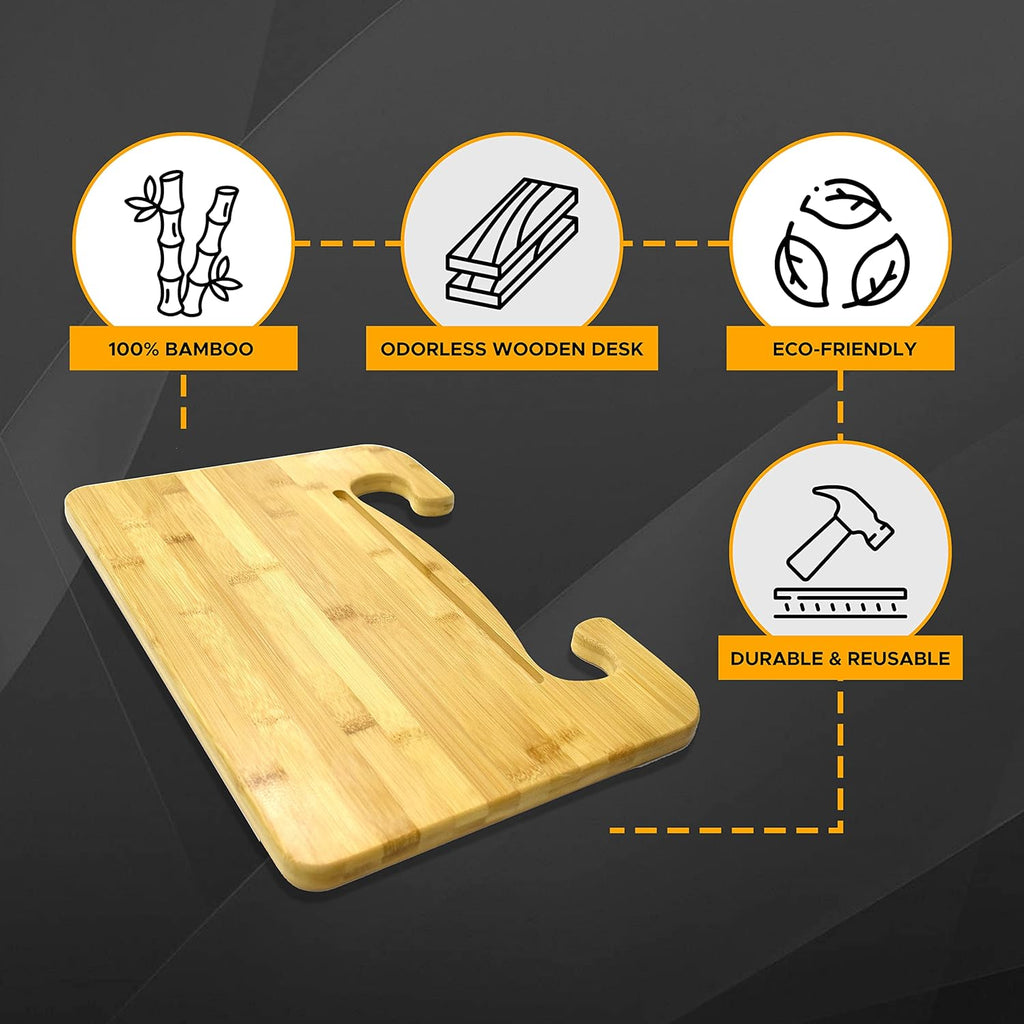 EcoNour 2 in 1 Car Steering Wheel Tray | Car Lap Desk for Convenient Working | Bamboo Trays for Eating | Interior Accessories for Truck Drivers | Lightweight Wooden Tray for Car with Easy Storage