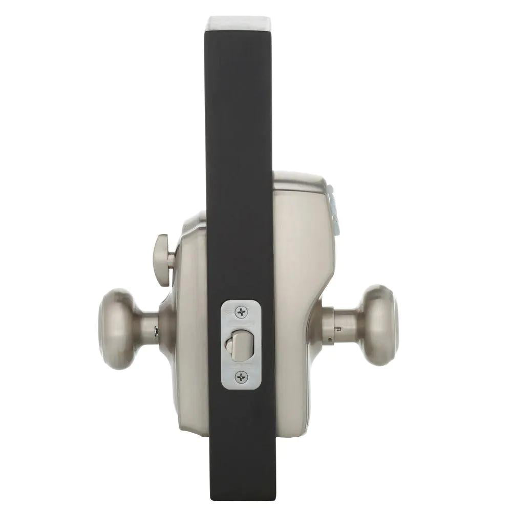 Camelot Satin Nickel Electronic Door Lock with Georgian Door Knob Featuring Flex Lock