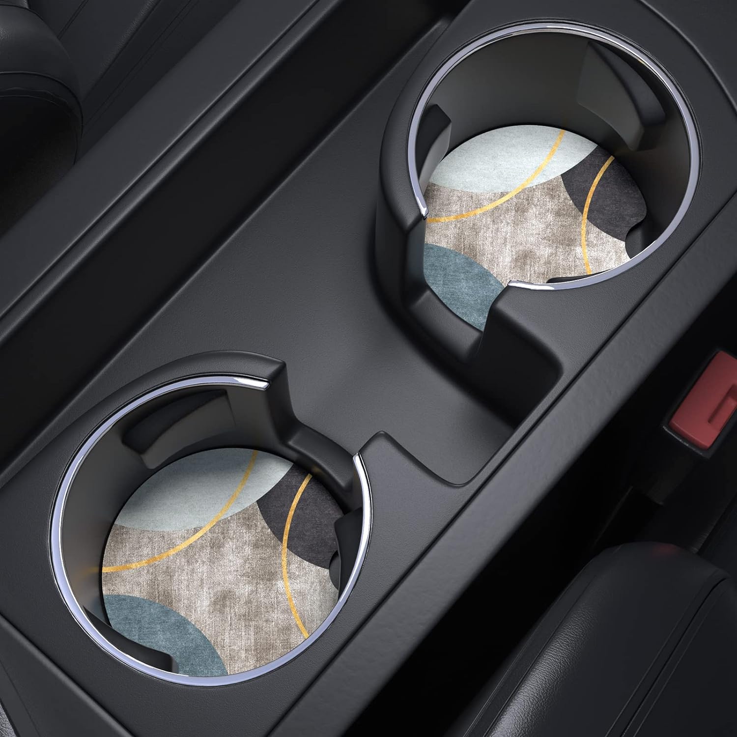 Nipichsha Car Cup Holder Coasters, Car Coasters for Cup Holders, 2 Pack Anti Slip Insert Coasters, Rubber Car Cup Mat with A Finger Notch, Cute Car Interior Accessories for Women Men(Simple Gray)