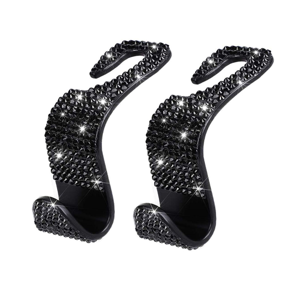 2pcs Artificial Diamond Car Hook, Car Hidden Car StoraHook Creative Car Seat Hook Hanger Car Accessories For Women