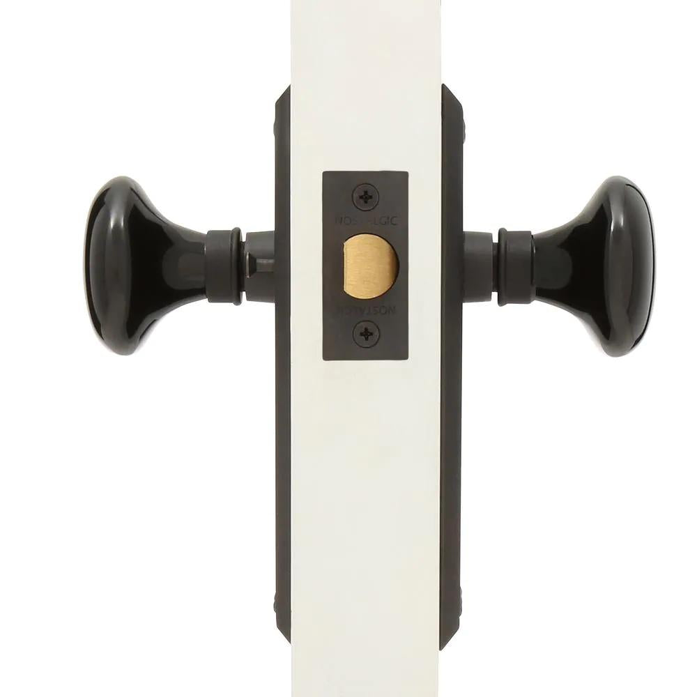York Plate 2-3/8 in. Backset Oil-Rubbed Bronze PassaHall/Closet Black Porcelain Door Knob