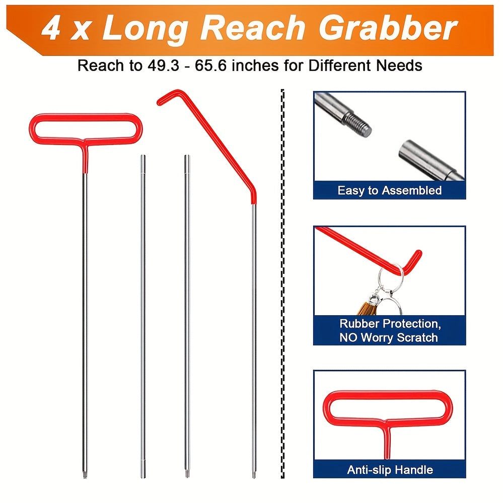 14PCS Car Tool Kit: Roadside Emergency Kit with Long Reach Grabber, Air WedBag Pump, Non-Marring Wed&amp; Carrying Bag - Essential Automotive Kit!