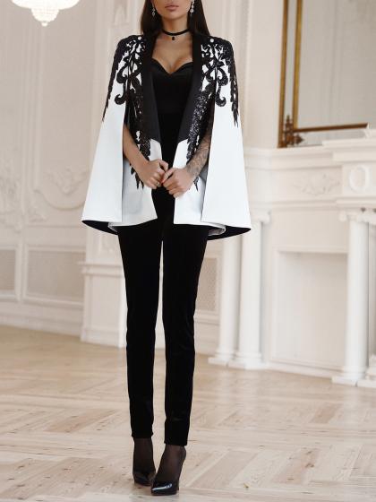 Leisure print Round Collar Cloak