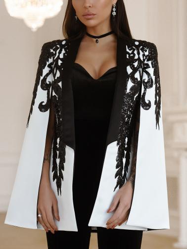 Leisure print Round Collar Cloak