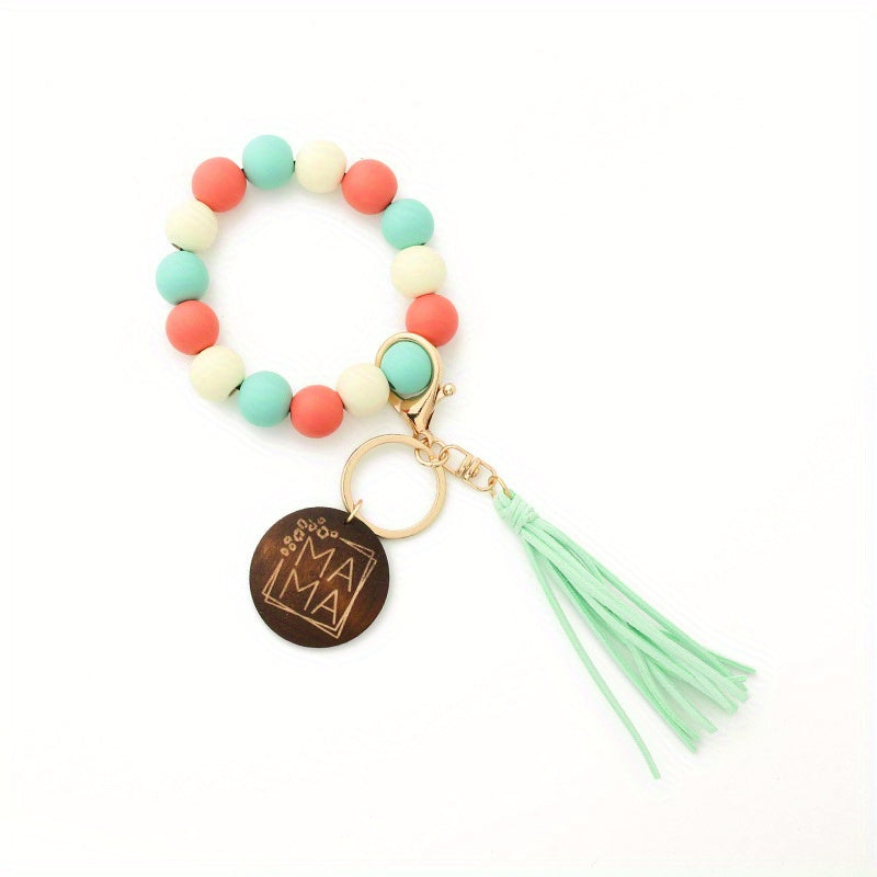 Leopard Wood Beads Hand Beads Spot Wood Beads Bracelet Hand Tassel Bracelet Car Key Chain