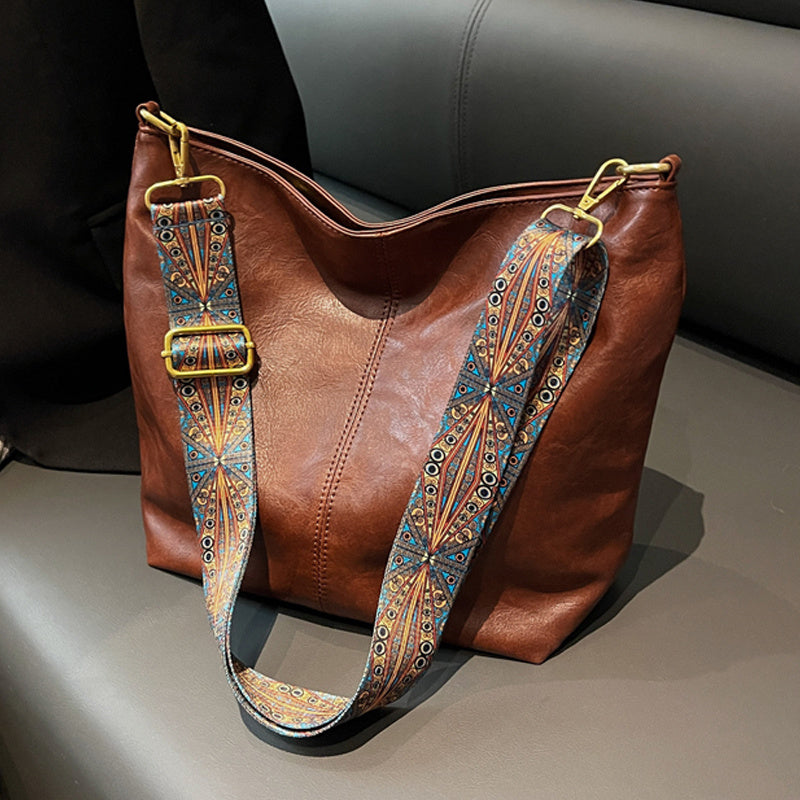 Geometric Strap Hobo Bag, LarCapacity Crossbody Bag, Women's Retro Style Shoulder Bag