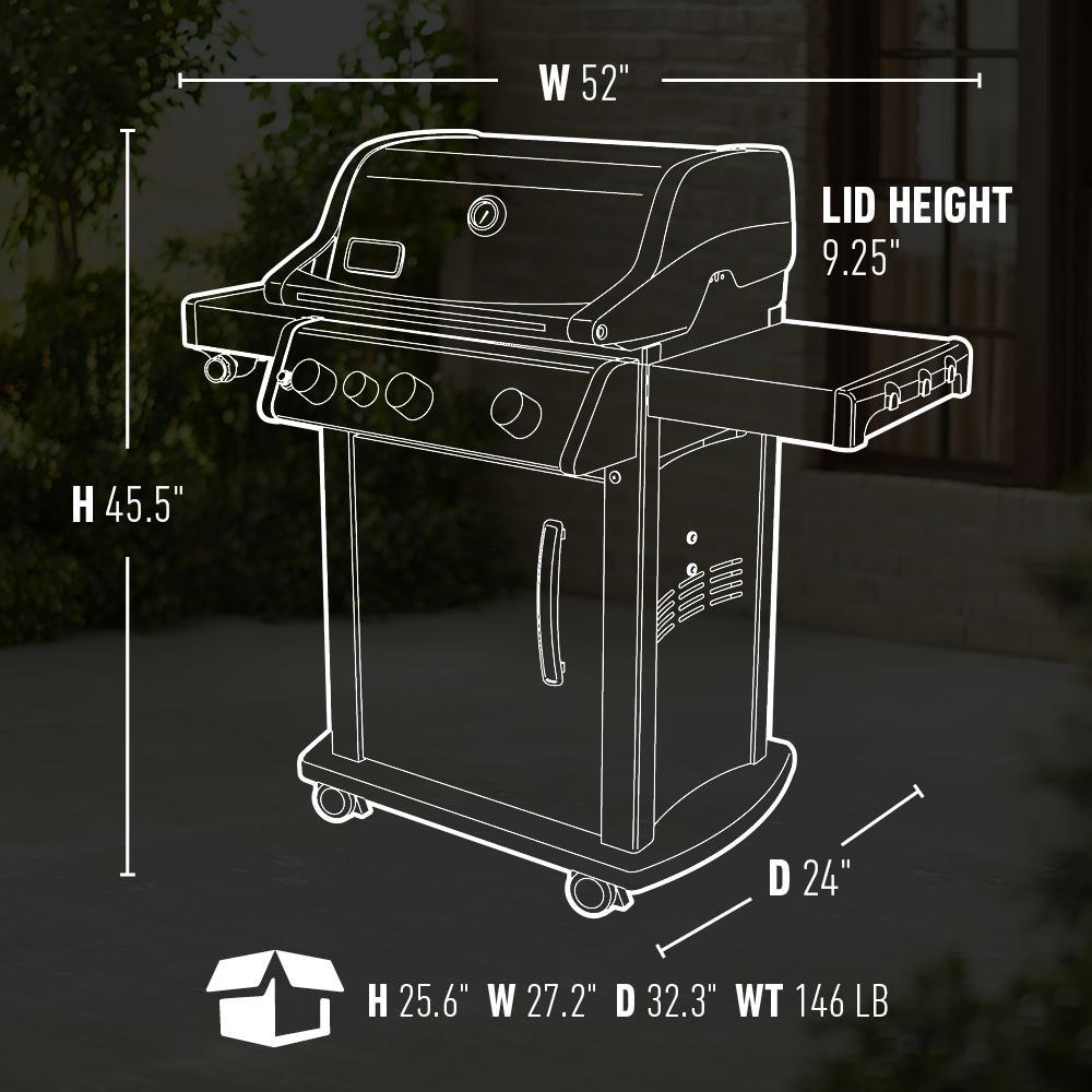 Spirit E-330 3-Burner Liquid Propane Gas Grill In Black With -In Thermomete