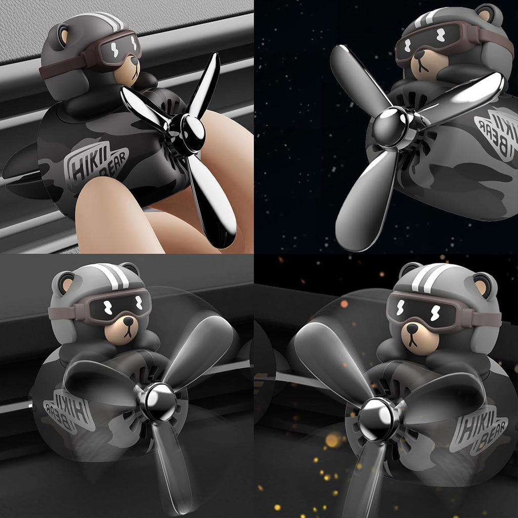 Cacacece Car Air Fresheners Cute Bear Pilot Car Diffuser Rotating Propeller Automotive Air Outlet Creative Car Perfume Air Freshener for Car(Replacement Refill Pads Only Use for Freesia&amp;Morning Fresh