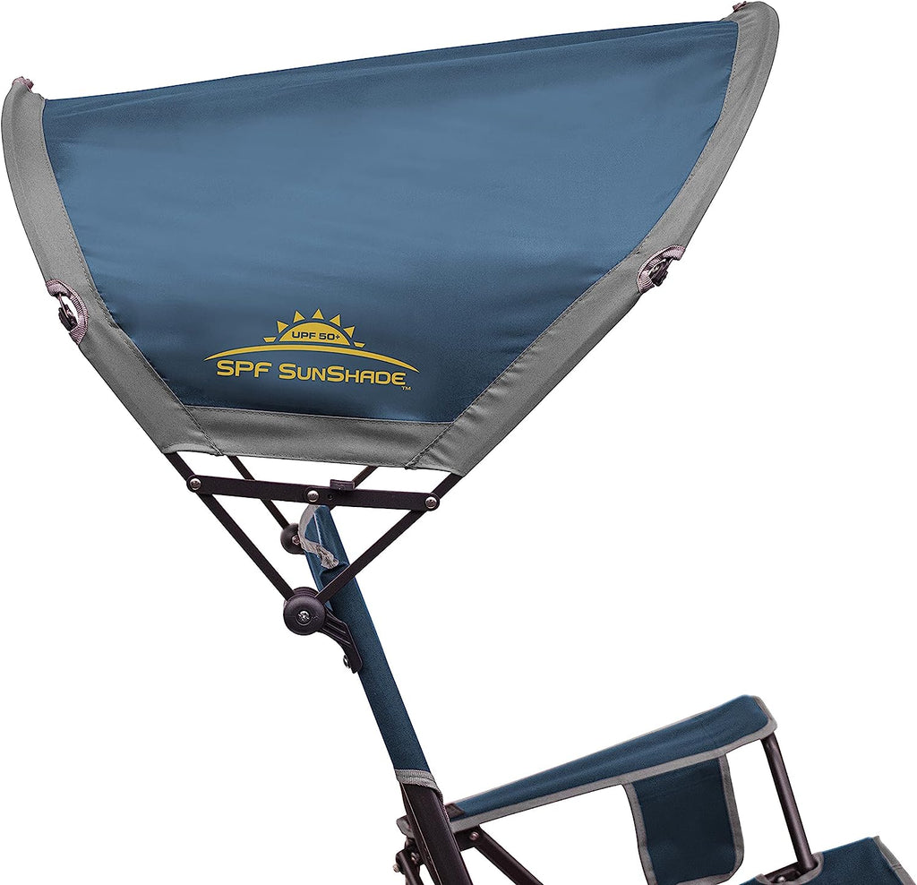 GCI Outdoor SunShade Rocker Collapsible Rocking Chair &amp; Outdoor Camping Chair With Canopy, Neptune Blue
