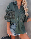 cool bf denim jacket leopard patchwork loose coat