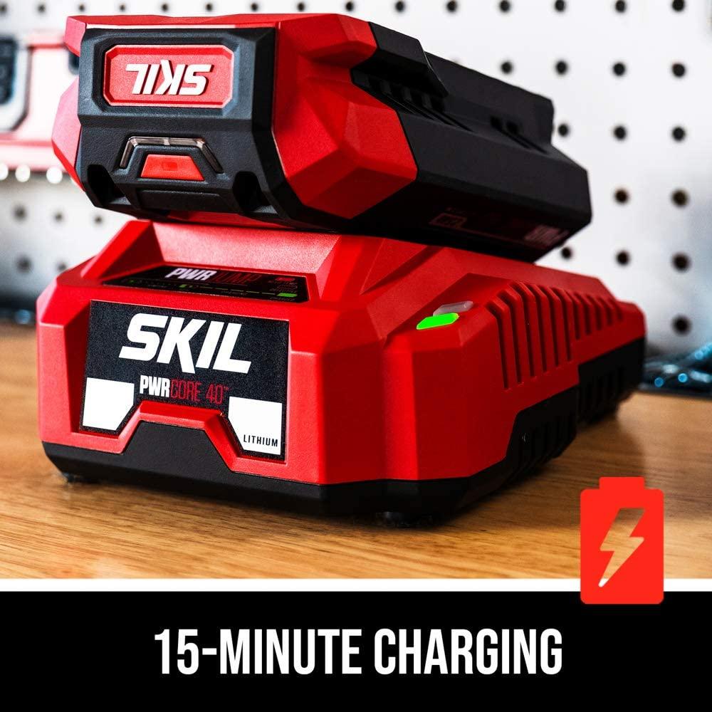 SKIL CB7478-10 PWR CORE 40 Brushless 40V Cordless 14'' String Trimmer and Blower Combo Kit Includes 2.5Ah Battery and Auto PWR Jump Charger