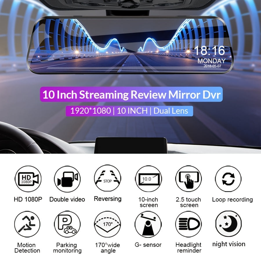 Mirror Camera 1080P For Car Touch Screen Video Recorder Rearview Mirror Dash Cam Front And Rear Camera Mirror DVR