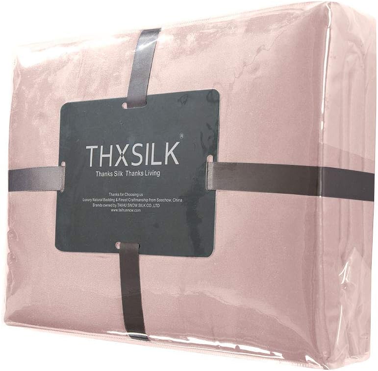 THXSILK Mulberry Silk Duvet Cover, 7A+ Top Grade Silk Comforter Cover, High End Collection Down Comforter Quilt Cover with Zipper Closure - Seamless, Ultra Soft, Durable, (Queen, Charming Pink)