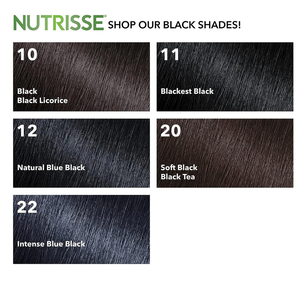 Garnier Hair Color Nutrisse Nourishing Creme, 12 Natural Blue Black (Poppyseed) Permanent Hair Dye, 2 Count (Packaging May Vary)