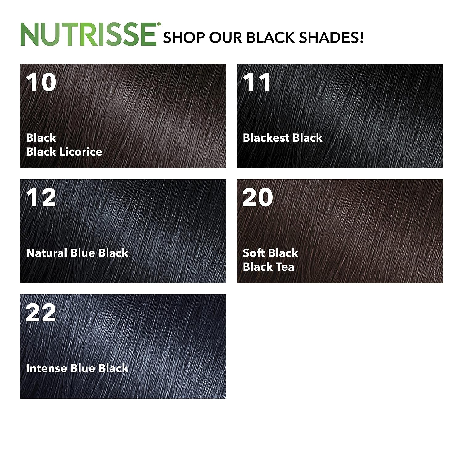 Garnier Hair Color Nutrisse Nourishing Creme, 12 Natural Blue Black (Poppyseed) Permanent Hair Dye, 2 Count (Packaging May Vary)